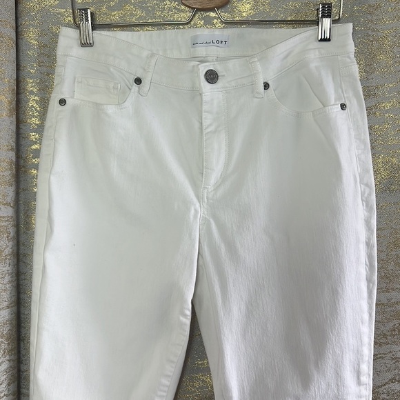 Loft Jeans White Curvy Skinny Crop Slim Pockets Ruched Cuffs Jeans - Picture 4 of 14